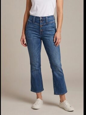 J. Crew Point Sur Denim High Rise Button Fly Bootcut Crop Jeans Women's Size 31